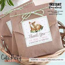Instant Download Girl Deer Baby Shower Favor Tag Woodland Etsy Deer Baby Shower Favors Baby Boy Shower Favors Girl Woodland Baby Shower