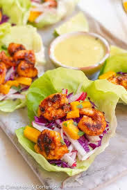 Chipotle Shrimp Lettuce Wraps With Creamy Mango Cilantro Sauce Rezept Wraps Rezept Rezepte Gesunde Mahlzeiten