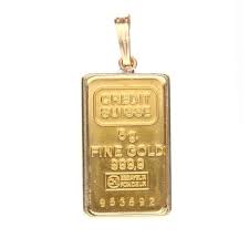 14k Yellow Gold Pendant With 24k Credit Suisse 5 Gram Ingot Yellow Gold Pendants Gold Pendant Ingot