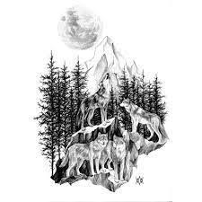 Image Result For Forest Tattoo Drawing Tatuajes De Lobos Tatuaje De Manada De Lobos Lobo Dibujo A Lapiz
