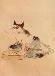 artist unknown title japanese cat bathing product type gallery wrapped canvas art style contemporary dimensions 36 high japanese art japanese cat cat art