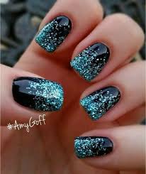 Easy Black And Blue Nail Designs Deep Blue Nails With Bright Glitter Pretty Designs Nail Designs Cute Nail Colors Diy Nail Designs