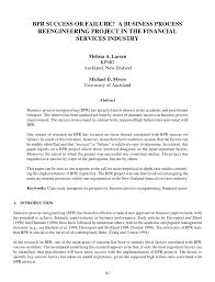 Pdf Bpr Success Or Failure A Business Process Reengineering Project In The Financial Services Industry