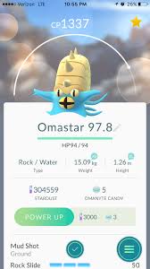 Evolved My 97 8 Omanyte And Now I Can Never Power Him Up