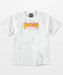 Thrasher Boys Flame White T Shirt