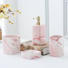 Example of a large minimalist kids' pink tile and mosaic tile. Hot Sale Marble Design Accessories Colorful Ceramic Bathroom Set Buy Soap Dish With Toothbrush Holder Creative Bathroom Accessories Sets Black Bathroom Accessories Sets Clearance Product On Alibaba Com