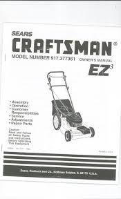 365 day right part guaranteed return policy. Sears Craftsman Lawn Mower Ez3 Model 917 377361 Operating Instructions Parts List Not Pdf