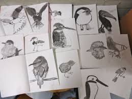 Vogels Met Houtskool Groep 6 Knutselen Bovenbouw Winter Knutselen Dieren