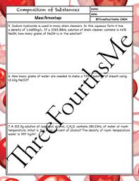 Mass Percentage Classwork Homework By Threefourthsme Tpt Classwork Chemical Equation Homework