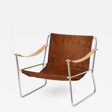 Mid century modern sling chair. Mid Century Deerskin And Chrome Sling Chair
