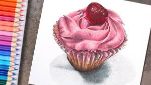 Draw this birthday cake by following this drawing lesson. How To Draw A Realistic Cupcake With Colored Pencils And Neocolor