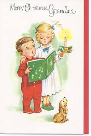 C101 Vintage Grusskarte Jungen Und Madchen Singen In Pj S Auguri Natale Natale