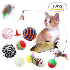Top Munster Cat Toys 10 Pieces Including Cat Teaser Wand Fish Shape Doll Jingle Bell Ballrainbow Toy Ball Feath Pet Cat Toys Best Interactive Cat Toys Cat Toys