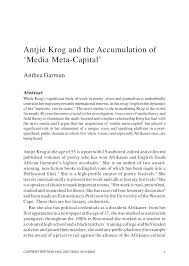 Pdf Antjie Krog And The Accumulation Of Media Meta Capital