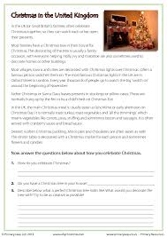 Reading Comprehension Christmas In The United Kingdom Christmas Reading Comprehension Reading Comprehension Worksheets Christmas Reading