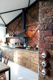 Loft Kitchen Exposed Brick Reclaimed Wood Concrete Countertops Love Desiretoinspire Net Industrial Kitchen Design House Design Loft Kitchen