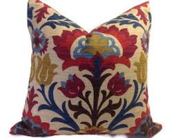 Red Blue Yellow Pillow On Etsy A Global Handmade And Vintage Marketplace Floral Pillows Throw Pillows Multi Colored Pillows