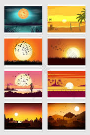 Vector Cartoon Sunset Sunrise Sunset Landscape Png Images Ai Free Download Pikbest Nature Watercolor Fantasy Art Landscapes Colorful Drawings