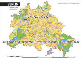 Die berliner bezirke teilung besteht seit 1920 mit einer unterteilung in 23 bezirke und 12 bezirke im juni 2001. Karte Berlin Ubersicht Grebemaps Kartographie