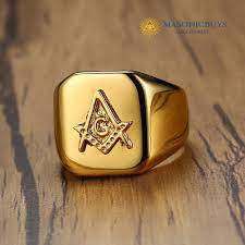 Order This Unique And High Quality High Polished Golden Men S Masonic Ring With Compass Square Symbol From Masonic Masonic Ring Freemason Ring Squared Symbol