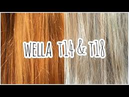 Try mixing in a shade with a major or minor tone of color that's /2, /6 or /8. Wella Toner T14 T18 Trying To Get Rid Of Orange Brassy Bleached Hair Youtube