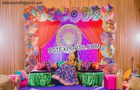 Muslim Mehandi Stage Decor With Umbrellas Dstexports Wedding Stage Backdrop Horse Wedding Pieces Wedding