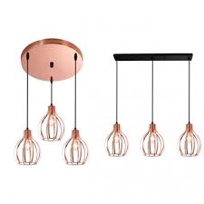 Best paired with edison bulbs. 3 Lights Cage Pendant Light With Linear Round Canopy Industrial Metal Island Lamp In Rose Gold For Restaurant Takeluckhome Com