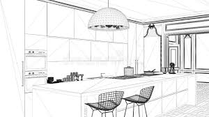 The space is equipped with miele wall ovens, a gaggenau cooktop. Interior Design Project Black And White Ink Sketch Architecture Blueprint Showing Modern Kitchen In Classic Apartment Cabinets Stock Illustration Illustration Of Design Showing 132360344