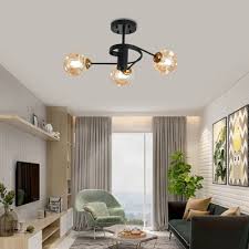 Whether you are looking for a modern chandelier, pendant light. Curved Arms Living Room Semi Flush Ceiling Light Metal 3 5 Light Modern Flush Mount Light In Amber Smoke Gray Beautifulhalo Com