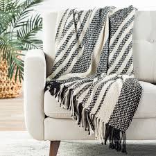 Black And White Striped Throw Blanket Notre Striped Black White Throw In 2020 White Throws White Throw Blanket Throw Blanket