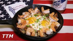 Pour egg mixture into pan. Shrimp And Eggs With Potatoes Breakfast Skillet Recipe Youtube