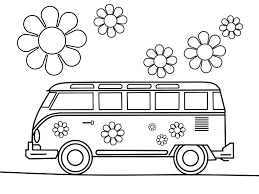 Dress in long hair, hippie necklaces and flowery headbands, the couple in this printable people coloring page are definitive hippies. Flower Power Vw Bus Coloring Page Flowers Power Photos