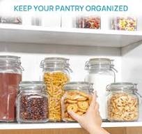 Amazon.com: Vtopmart 78oz Glass Food Storage Jars with Airtight Clamp Lids,  3 Pack Large Kitchen Canisters for Flour, Cereal, Coffee, Pasta and ...