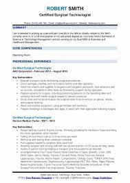 Certified Surgical Technologist Resume Samples Qwikresume