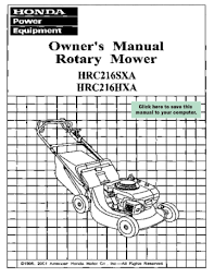 Maybe you would like to learn more about one of these? Honda Power Equipment Hrc216sxa Lawn Mower User Manual Manualzz