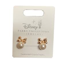 Disney Earrings Minnie Mouse Bow Pearl Rose Gold