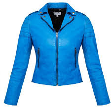 Muubaa Blue Presley Leather Biker Jacket 200 Liked On Polyvore Featuring Outerwear Ja Blue Leather Jacket Fur Collar Leather Jacket Real Leather Jacket