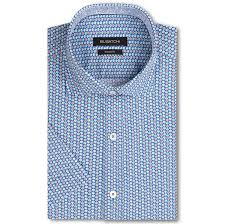 Bugatchi Costa Shaped Fit Short Sleeve Button Up Sport Shirt Navy