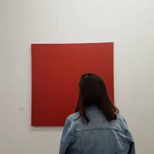 Art Aesthetic Museum Girl Jeans Red Denim Jacket Red Photo
