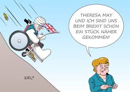 Queen elizabeth ii welcomes theresa may at the start of an audience in buckingham palace, london, where she invited the former home secretary to become prime minister and form a new government. Merkel Brexit By Erl Politics Cartoon Toonpool