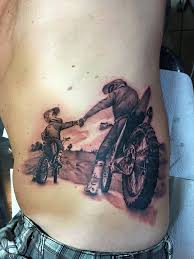 Motor Cycle Tattoo Of Father And Son It Tattoo For Son Motocross Tattoo Biker Tattoos