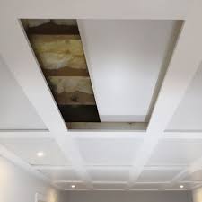 Diy Coffered Ceilings With Moveable Panels Renovation Semi Pros Basement Remodel Diy Basement Makeover Finish Basement Ceiling