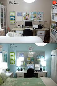 This craft room makeover is possible with things already on hand!! Roundup 10 Inspiring Budget Friendly Bedroom Makeovers Guest Bedroom Office Guest Room Office Combo Guest Room Office