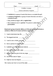As opposed to a complete thought that is exhibited by complete sentences. Sentence And Sentence Fragments Esl Worksheet By Samar
