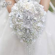 A touch of metallic : White Hydrangea Drop Brooch Bouquet Silver Wedding Bridal Bouquets Crystal Teardrop Style Bride S Bouquet Pearl Tassels Decor Tassel Bracelet Tassel Yarntassel Top Aliexpress