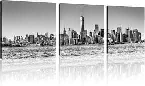Get the best deals on canvas new york skyline art prints when you shop the largest online selection at ebay.com. Amazon Com Tutubeer 3 Panel New York Skyline Wall Art New York City Skyline Black White Prints On Canvas New York Canvas Black And White Cityscape The Picture Nyc City Picture For