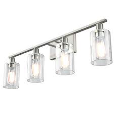Give your bathroom a quick update with vanity lighting and elegant light fixtures. Gymax 4 Light Glass Wall Lamps Wall Sconce Modern Vanity Light Fixtures W Clear Glass Shades Home Bathroom