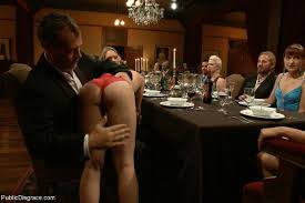 Blonde served for dinner in public orgy. Public Disgrace Naked Dinner Party Bdsm Fetish
