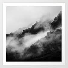 Black And White Framed Prints Make A Blank Space Pop With Rad Art Prints Better Yet Start A Gallery Wall And Mix Art Prints Posters Canv Foggy Mountains White Framed Art Black White Art