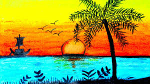 Children of all ages love to paint, and should be given lots of opportunities to do so, even though it sometimes seems a lot of effort (especially the clearing up). How To Draw A Sunset Scenery For Kids Very Easy Sunset Drawing Youtube